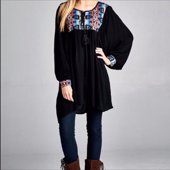 Velzera Tops - Velzera Embroidered Tunic